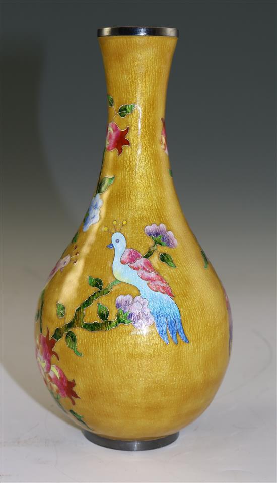 A silver and cloisonne enamel vase, probably Korean, second half 20th century, 17cm